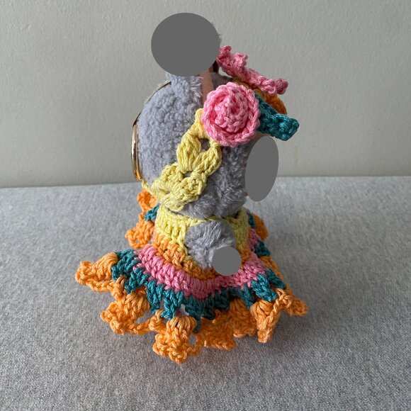 Handmade Crochet Multicoloured Floral Outfit for 17cm Plush Doll 2-Piece Set - Picture 2 of 9